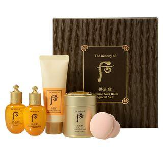The History Of Whoo - Gongjinhyang Jin Hae Yoon Cushion Sun Balm Special Set: Cushion Sun Balm Spf50+ Pa+++ 13g + In Yang Balancer 20ml + In Yang Emulsion 20ml + Cleansing Foam 40ml 4pcs