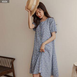 Frilled Midi Flare Dress In 2 Floral Types