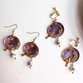 Bird & Scallop Disc Dangle Earring