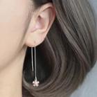 925 Sterling Silver Flower Dangle Earring 1 Pair - Pink - One Size