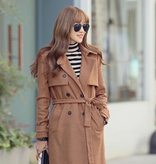 Wool Blend Double-breasted Trench Coat