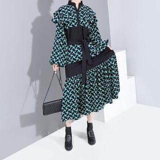 Long-sleeve Paneled Midi Shirt Dress