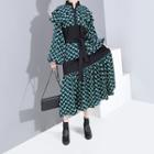 Long-sleeve Paneled Midi Shirt Dress