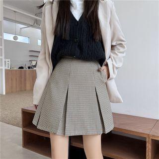 Houndstooth Print Mini Skirt