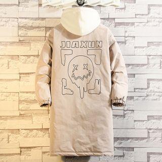 Mock Two-piece Print Long Coat