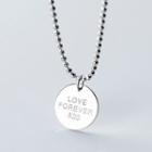 925 Sterling Silver Lettering Disc Pendant Necklace Silver - One Size