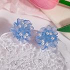 Flower Faux Crystal Faux Pearl Earring 1 Pair - E3601 - Blue - One Size