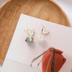 Alloy Heart Bead Dangle Earring 1 Pair - As Shown In Figure - One Size