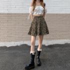 High-waist Floral A-line Mini Skirt