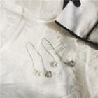Crown Faux-pearl Threader Earrings