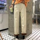 Cropped Fleece-lined Straight-leg Jeans