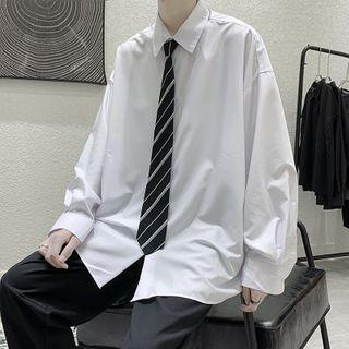 Long-sleeve Oversize Shirt With Tie
