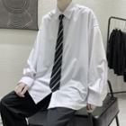 Long-sleeve Oversize Shirt With Tie