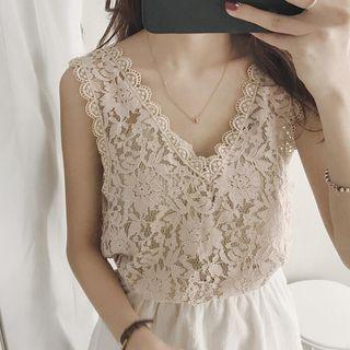 V-neck Lace Sleeveless Top