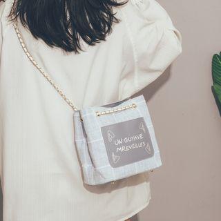 Chain Strap Plaid Crossbody Bucket Bag
