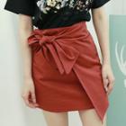 Banded Tie-waist Wrap Skirt