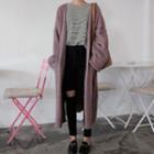 Pocketed Open Front Knit Coat