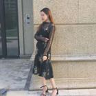 Set: Dotted Top + Floral Print Spaghetti Strap Dress