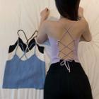 Lace-up Back Knit Camisole Top