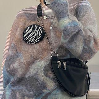 Chain Zip Crossbody Bag With Coin Purse Black - One Size