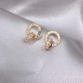 Hoop Ear Stud 1 Pair - Hoop - Gold - One Size