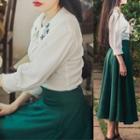 3/4-sleeve Shirt / Vest / Maxi Skirt