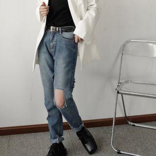 Asymmetric Ripped Jeans