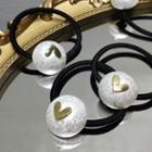 Heart Faux Pearl Hair Tie Off-white - One Size