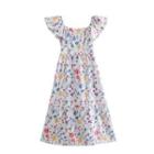 Ruffle Sleeve Floral Midi A-line Dress