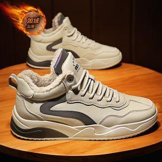 Lace-up Panel Fleece-lined Sneakers