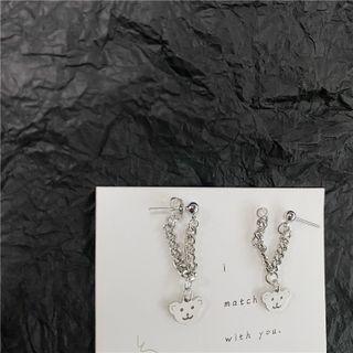Bear Chain Drop Earring / Clip-on Earring