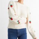 Strawberry Print Long Sleeve Sweater
