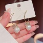 Faux Pearl Hoop Earring E0375 - 1 Pair - Gold & White - One Size
