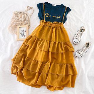 Set: Lettering Tank Top + Jumper Dress