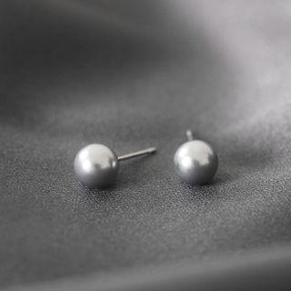 Bead Sterling Silver Stud Earring 1 Pair - Silver - One Size