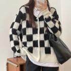 Checkerboard Fleece Zipped Jacket