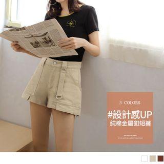 Hoop-accent Panel Plain Shorts