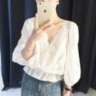 3/4-sleeve Eyelet Lace Top