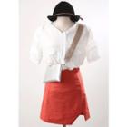 Cutout-hem Linen Blend Mini Skirt