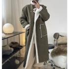 Fleece-lined Midi Double Breast Coat