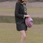 Long-sleeve Mini Sheath Tweed Shirtdress