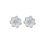 Sterling Silver Simple Fashion Flower Stud Earrings Silver - One Size