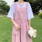 Short-sleeve T-shirt / Blouse / Midi A-line Overall Dress With Crossbody Bag