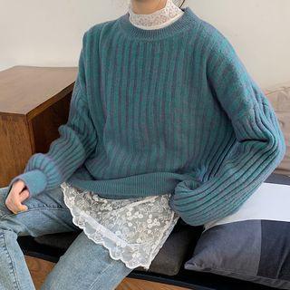Lace Top / Striped Sweater