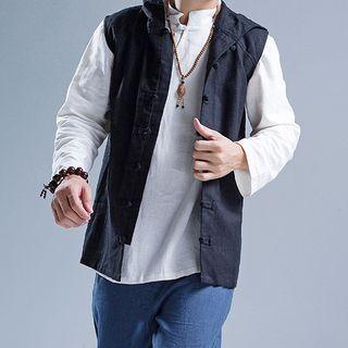 Hooded Frog-button Vest