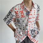 Elbow-sleeve Playing Card Hawaiian Shirt