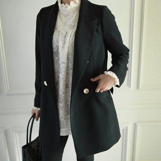 Metallic-button Stripe Blazer