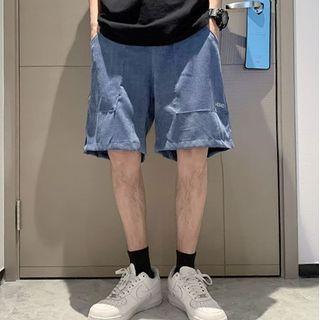 Lettering Print Wide Leg Corduroy Shorts