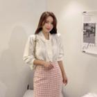 Scarf-neck Dip-back Blouse