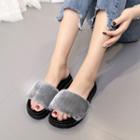 Fleece Platfoem Slide Sandals